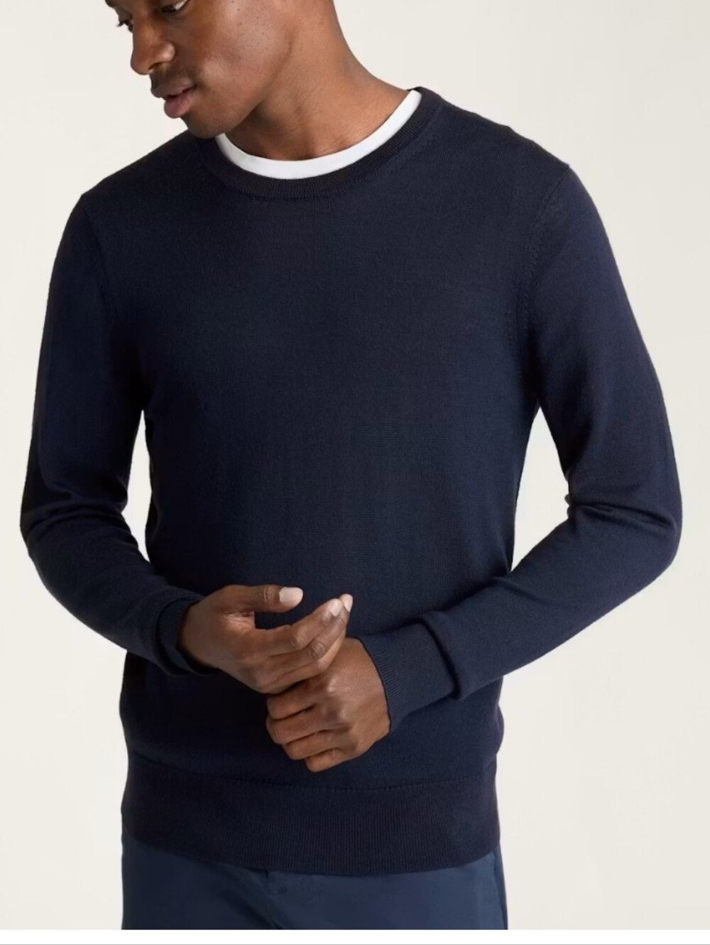 Bonobos Navy Blue Washable Merino Wool Crewneck Sweater M